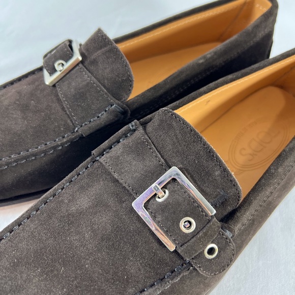 TOD'S Pellame Brown Suede Buckle Loafers Made in Italy Marked as 7-8.5US - Picture 6 of 12
